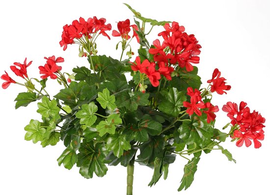 TopArt Kunstbloemen boeket Oostenrijkse Geranium rood 40 cm - Kunstplanten met bloemen