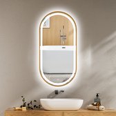 FENOMÉ Tokio Miroir de salle de bain 80cm x 130cm Miroir Goud avec éclairage LED y compris miroir chauffant - Dimmable - ovale