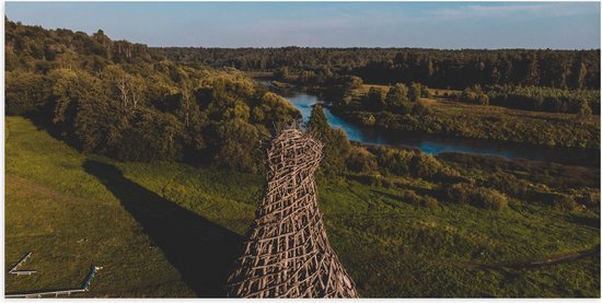 Poster (Mat) - Water - Landschap - Bomen - Bossen - Hout - Gras - 100x50 cm Foto op Posterpapier met een Matte look