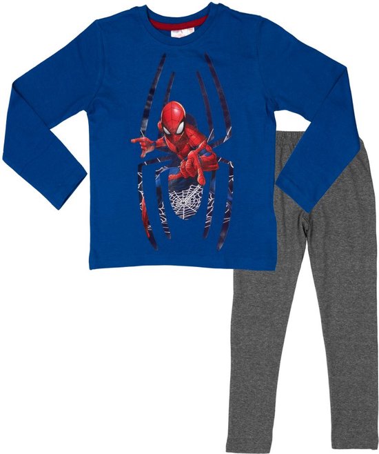 Marvel Spiderman Pyjama - Blauw / Grijs - Maat 134/140