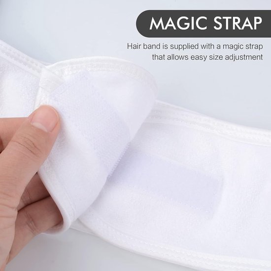 3 stuks cosmetica haarband, cosmetica hoofdband, badstof, verstelbare haarbeschermingsband met klittenbandsluiting voor gezichtsreiniging, badkamer, sport, beauty, maskers (wit