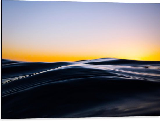 Dibond - Water - Oceaan - Zee - Zonsondergang - 80x60 cm Foto op Aluminium (Met Ophangsysteem)
