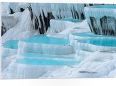 PVC Schuimplaat - Water - Ijs - Sneeuw - Blauw - Wit - 75x50 cm Foto op PVC Schuimplaat (Met Ophangsysteem)