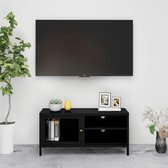 vidaXL-Tv-meubel-90x30x44-cm-staal-en-glas-zwart
