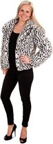 Korte panterprint bontjas zwart wit - maat 36-38 S M - luipaardprint fake fur jas dalmatier nepbont pluche gestipt