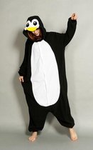 KIMU Onesie pinguin zwart wit pak kind kostuum - maat 128-134 - pinguinpak jumpsuit pyjama