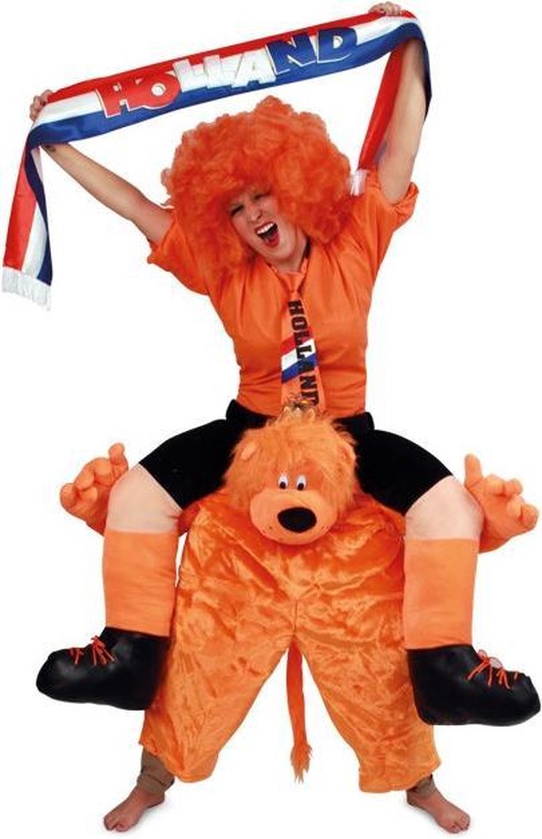 Gedragen door oranje leeuw pak kostuum - alsof zittend op de nek -  leeuwenpak EK WK... | bol.com