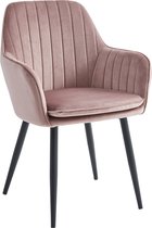 Colenis - Chaise de salle à manger Lavinia - Set de 6 - Rose - Velours - Industriel - Avec accoudoir