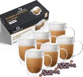 RoyalGoods® Dubbelwandige Glazen Met Oor – Koffieglazen - Theeglazen – 250ML – 6 Stuks – Cappuccino Glazen - Latte Macchiato Glazen