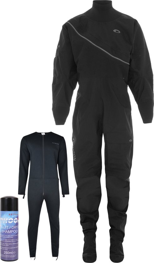 Typhoon Underfleece – Combinaison Légère En Thermofibre Pour Sous‑combinaison étanche, Fermeture à Glissière Double, Passants Pouces Et Chevilles, Noir