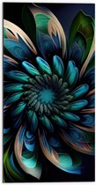 Dibond - Bloem in Blauw en Groen Tinten - 50x100 cm Foto op Aluminium (Wanddecoratie van metaal)