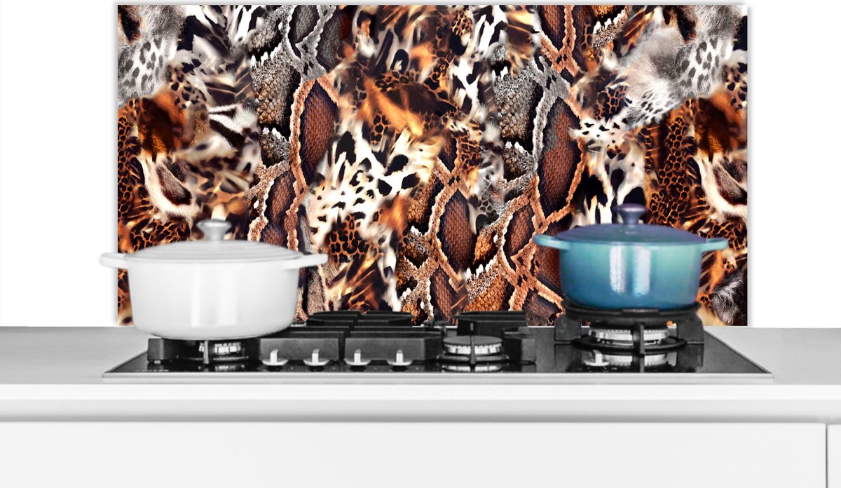 Spatscherm keuken - Slangenprint - Dieren - Zebra - Spatscherm - Spatwand - 100x50 cm