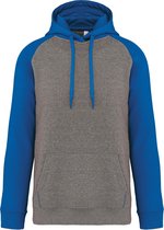 Tweekleurige hoodie met capuchon 'Proact' Grey Heather/Royal Blue - S
