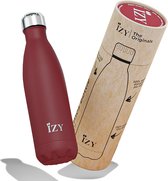 IZY Drinkfles - Rood - Inclusief donatie - Waterfles - Thermosbeker - RVS - 12 uur lang warm - 500 ml
