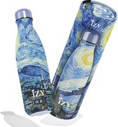 IZY Drinkfles - Van Gogh - Starry Night - Inclusief donatie - Waterfles - Thermosbeker - RVS - 12 uur lang warm - Kerstcadeau - 500 ml