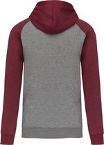 Tweekleurige hoodie met capuchon 'Proact' Grey Heather/Wine - L