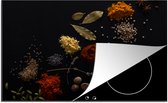 KitchenYeah® Inductie beschermer 80x52 cm - Specerijen - Kruiden - Noten - Lavendel - Zwart - Kookplaataccessoires - Afdekplaat voor kookplaat - Inductiebeschermer - Inductiemat - Inductieplaat mat