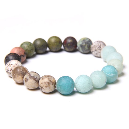 Marama - bracelet Summer Morning - pierres semi-précieuses mates - élastique - 19-24 cm. - bracelet femme