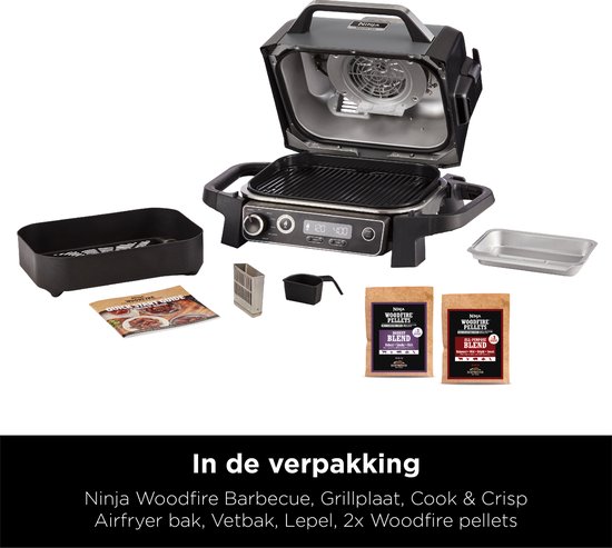 Ninja Woodfire Elektrische Buiten BBQ Grill en Smoker - AirFryer Functies - Barbecue - Outdoor - OG701EU - Ninja