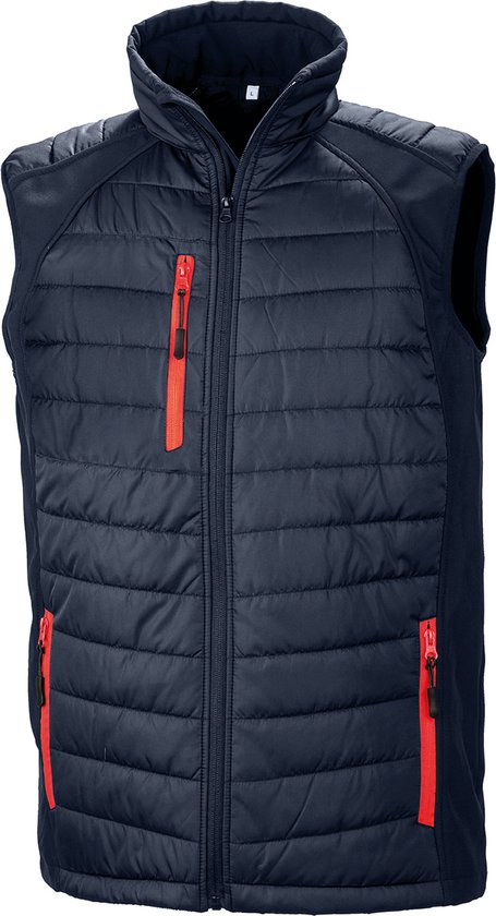 Black Compass gewatteerde softshell bodywarmer 'Result' Navy/Red - S