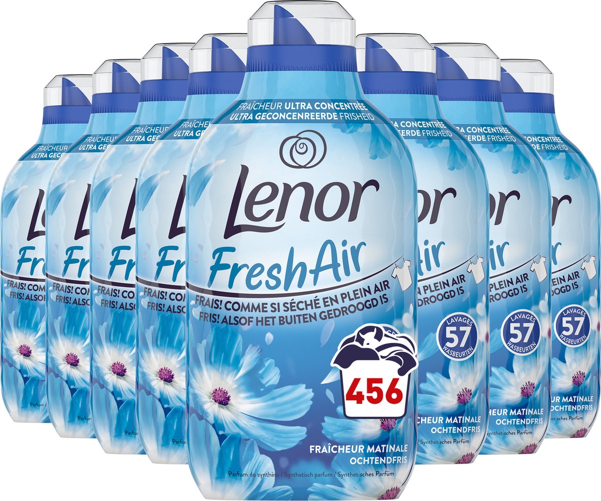Goedkoopste Lenor Wasverzachter Fresh Air Ochtendfris - 8 x 798 ml - Voordeelverpakking (456 wasbeurten
