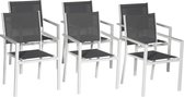 Set van 6 witte aluminium stoelen - grijs textilene