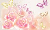 Butterflies Flowers Roses Photo Wallcovering