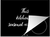KitchenYeah® Inductie beschermer 57.6x51.6 cm - Quotes - Keuken - This kitchen is seasoned with love - Spreuken - Kookplaataccessoires - Afdekplaat voor kookplaat - Inductiebeschermer - Inductiemat - Inductieplaat mat