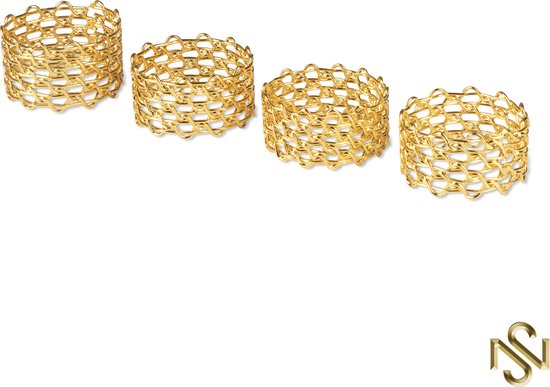 San Naila - Servetringen - 4-delig - Triangle - Goud - Glans - Luxe - Tafeldecoratie