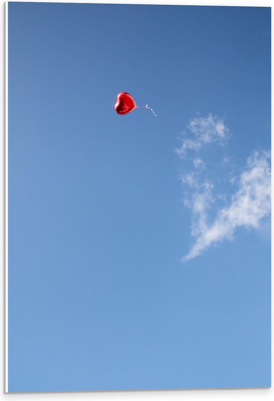 PVC Schuimplaat- Lucht - Wolken - Ballon - Hart - 40x60 cm Foto op PVC Schuimplaat