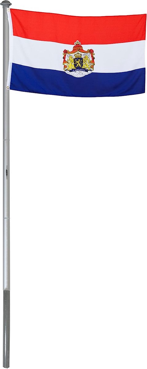 BRUBAKER Aluminium Vlaggenmast 6m - incl. Nederlandse vlag 150 x 90 cm - grondhuls - Koningsdag - Bevrijdingsdag - Geslaagd