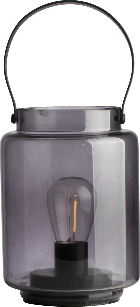 Gusta - LED Lantaarn glas - Sfeerlantaarn - LED lamp - Kampeer lantaarn - Windlicht - ø12 x 18cm
