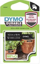 DYMO D1 - Durable Étiquettes - Branco sobre preto - 12mm x 3m