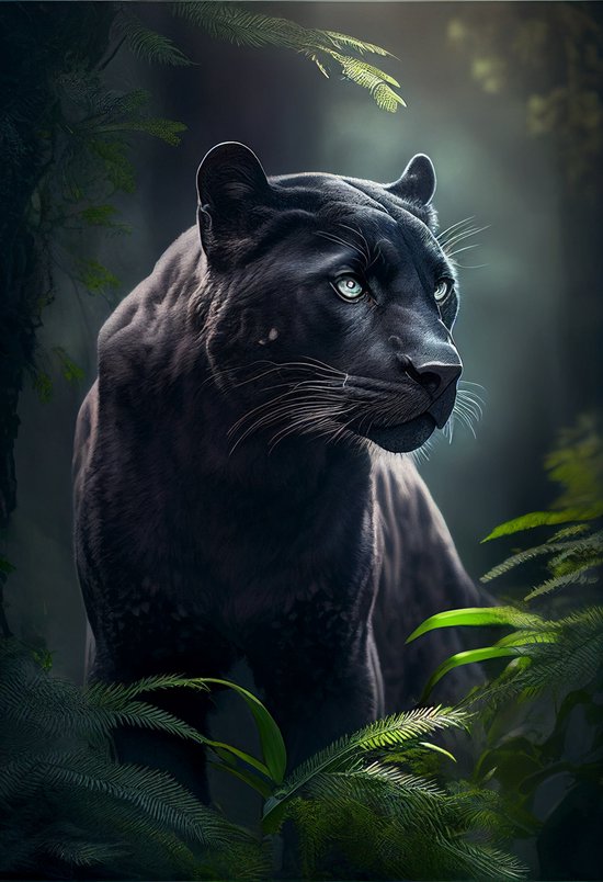 Zwarte Panter Poster | Panther Poster | Natuurposter | Dierenposter | 61x91cm | Geschikt om in te lijsten