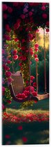 Acrylglas - Romantische Schommel aan Roze Bloemenboog - 20x60 cm Foto op Acrylglas (Met Ophangsysteem)