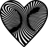 Djemzy - muurdecoratie woonkamer - wanddecoratie - hout - zwart - optische illusie hart - love - liefde - MDF 6 mm