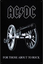 Metalen wandbord AC/DC For those about to Rock - 20 x 30 cm