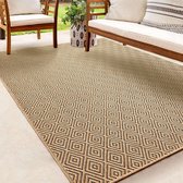 the carpet Kansas – robuust in- & outdoor vloerkleed, weerbestendig & slijtvast, ruitpatroon naturel 80 x 150 cm