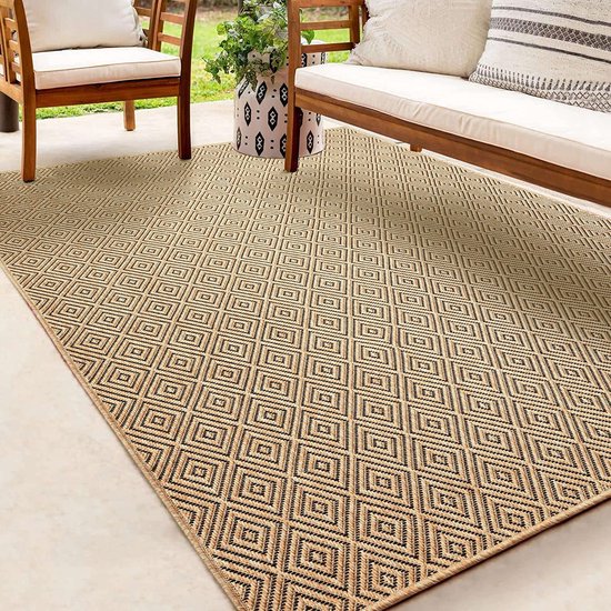 Tapis aspect jute pour intérieur et extérieur - 80x150 cm - Rectangle - Poils courts - aspect naturel pour jardin, balcon, terrasse ou intérieur - Tapis d'intérieur ou tapis d'extérieur ou tapis de jardin - KANSAS par The Carpet