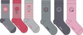 Meisjes sokken - katoen 6 paar - SWEET & CROSS - maat 35/38 - assortiment Grijs & rose