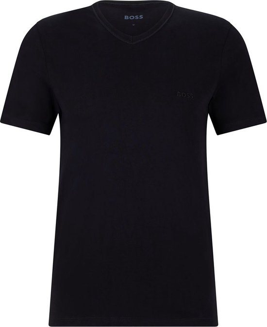 HUGO BOSS Classic T-shirts regular fit (3-pack) - heren T-shirts V-hals - zwart - Maat: S