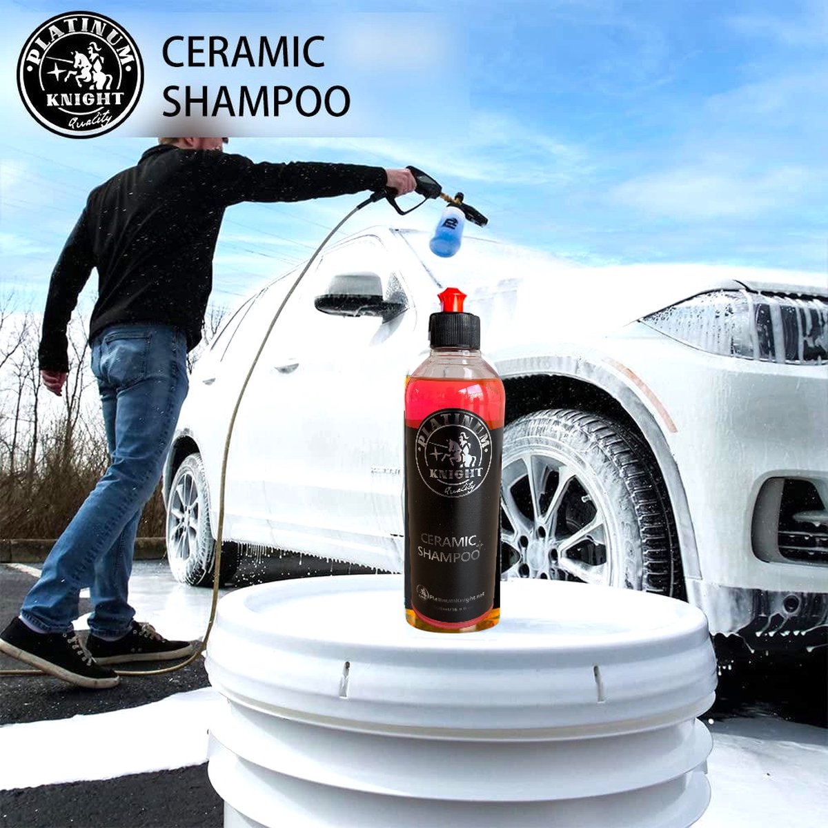 Platinum Knight Ceramic Autoshampoo - Platinum Pro Series - Car clean - Auto Detailing - 500ml - beste resultaat