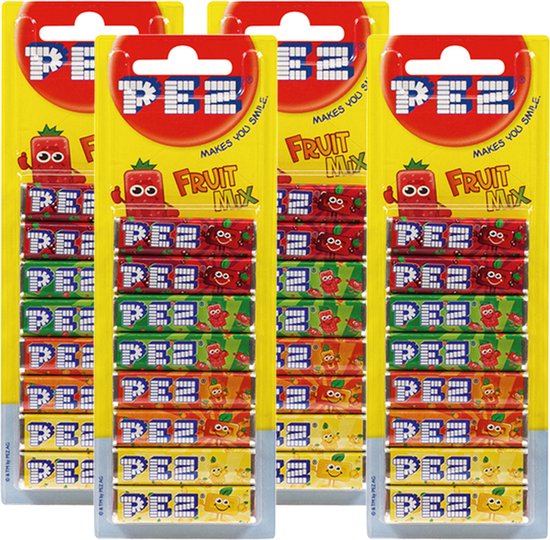 PEZ Refill 8-pack - fruitmuntjes - 4 stuks - 256g