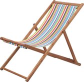 vidaXL - Strandstoel - inklapbaar - stof - en - houten - frame - meerkleurig
