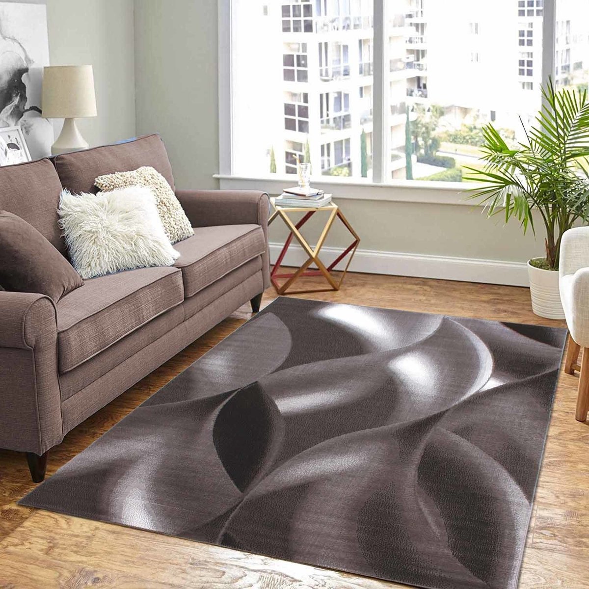 flycarpets Marlon Vloerkleed Modern - Bruin - Laagpolig - 80x150 cm [ Loper voor in de gang, keuken of slaapkamer]