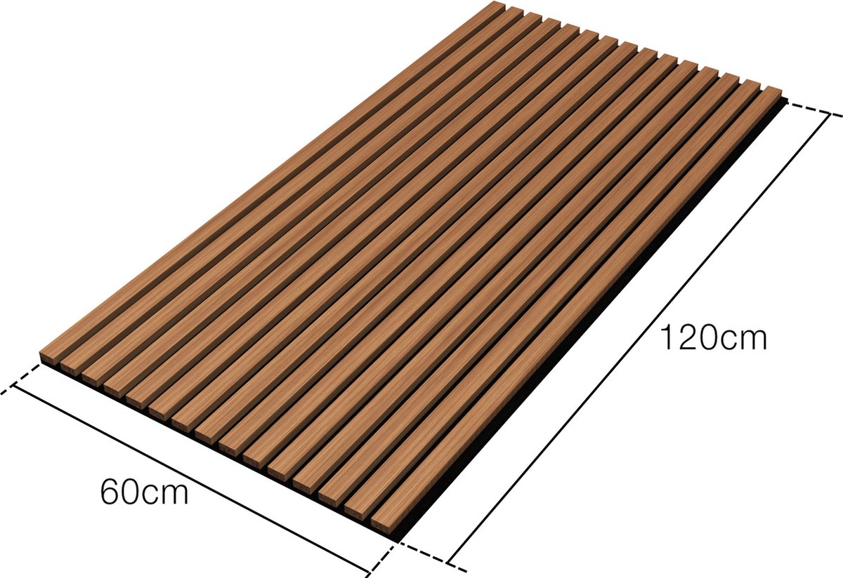 Akoestisch Wandpaneel Vang set van 8 mdf 5,76 m² teak