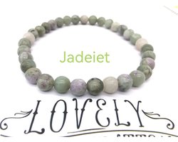 Armband – Edelsteen – Jadeiet Jade - 6mm Kralen - 20 cm - Werking - reinigende en beschermende steen (met name tegen lichamelijk letsel).