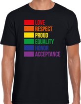 Bellatio Decorations Gay Pride t-shirt - heren - zwart - regenboog vlag - LHBTI/LHBTIQ XXL