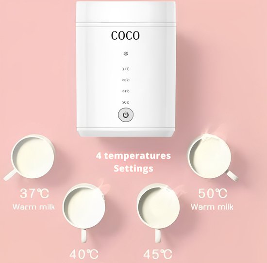 Coco Flessenwarmer - Draagbare Baby Flessenwarmer voor onderweg – Draadloos - Oplaadbare via USB - Snelle Verwarming