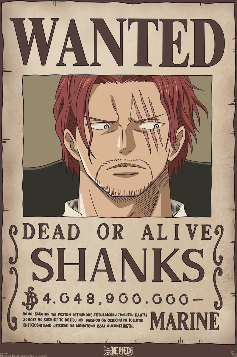 ABYSTYLE Poster One Piece - Wanted Shanks 61x91,5cm Divers